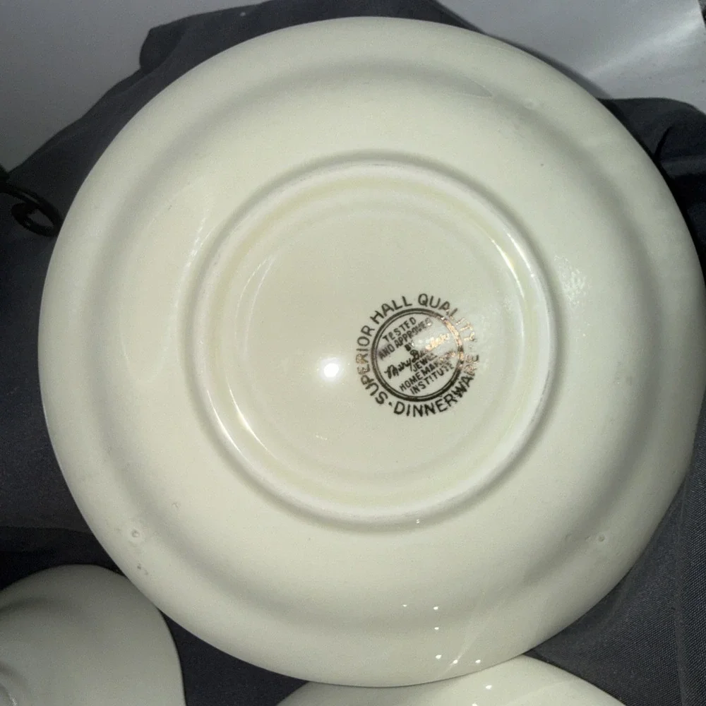 4 Vtg  Jewel Tea Autumn Leaf Saucers ~ Superior Hall Quality Dinnerware ~